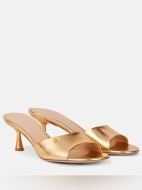 Gianvito Rossi Ascent Mules in Gold Size 36.5